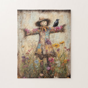 Farbenfrohe Folkloreinskizze mit Wildblumen Puzzle