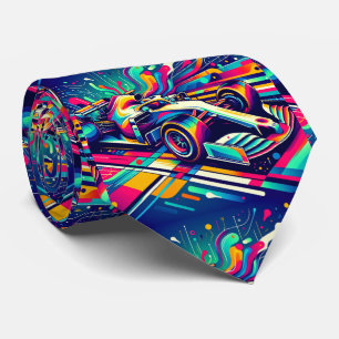 Farbenfrohe Formel-1-Rennwagen 3 Krawatte