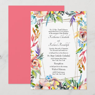 Farbenfrohe formelle, lebendige, blumenreiche Elte Einladung