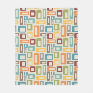 Farbenfrohe Formen im Mid-Century-Stil Fleecedecke