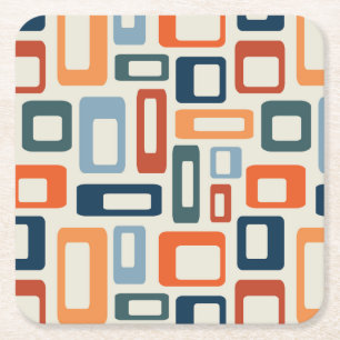 Farbenfrohe Formen im Mid-Century-Stil Rechteckiger Pappuntersetzer