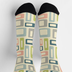 Farbenfrohe Formen im Mid-Century-Stil Socken