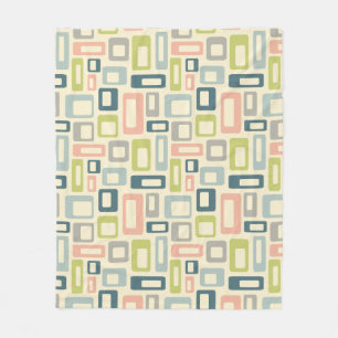 Farbenfrohe Formen im Stil des Mitteljahrhunderts Fleecedecke