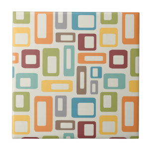 Farbenfrohe Formen im Stil des Mitteljahrhunderts Fliese