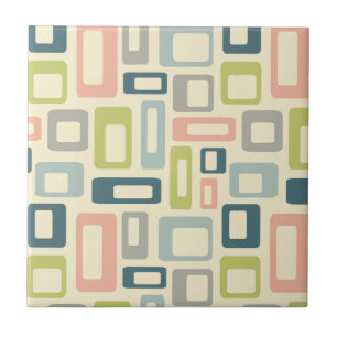 Farbenfrohe Formen im Stil des Mitteljahrhunderts Fliese