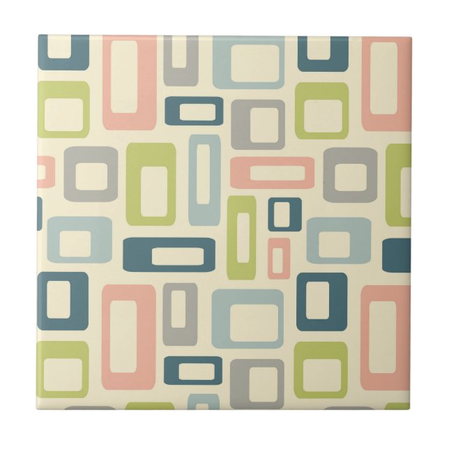 Farbenfrohe Formen im Stil des Mitteljahrhunderts Fliese (Vorderseite)