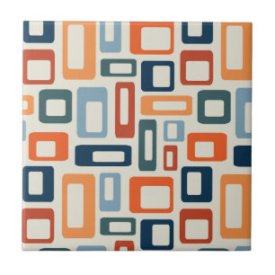 Farbenfrohe Formen im Stil des Mitteljahrhunderts Fliese