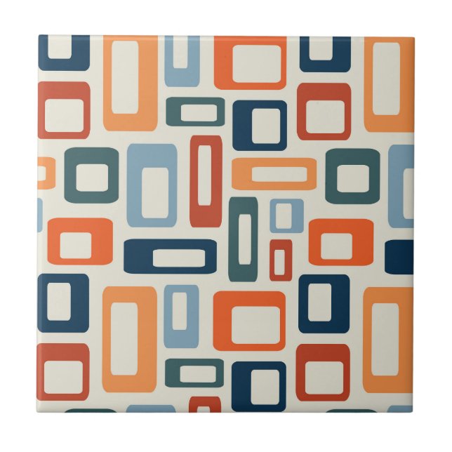 Farbenfrohe Formen im Stil des Mitteljahrhunderts Fliese (Vorderseite)