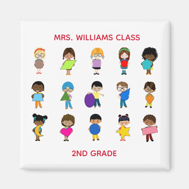 Farbenfrohe Formen Multi Cultural Children Magnet (Vorne)