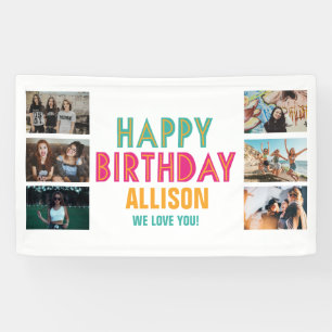 Farbenfrohe Foto Collage Kid's Happy Birthday Part Banner
