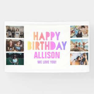 Farbenfrohe Foto Collage Teen Girl Happy Birthday Banner