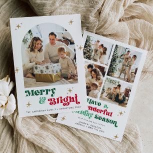 Farbenfrohe Foto Holiday Card Boho Weihnachten hel