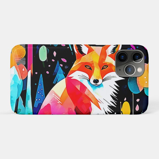 Farbenfrohe Fox Abstrakt Art Case-Mate iPhone Hülle (Rückseite (Horizontal))