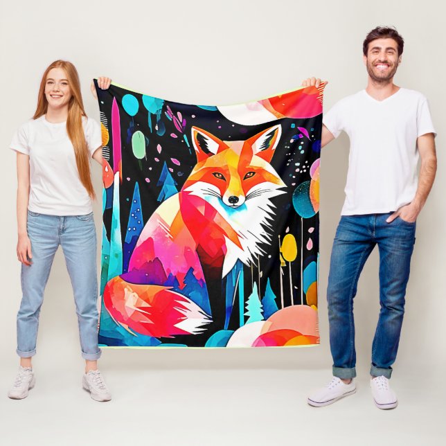 Farbenfrohe Fox Abstrakt Art Fleecedecke (Beispiel)