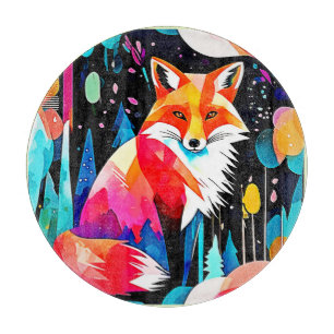 Farbenfrohe Fox Abstrakt Art Schneidebrett