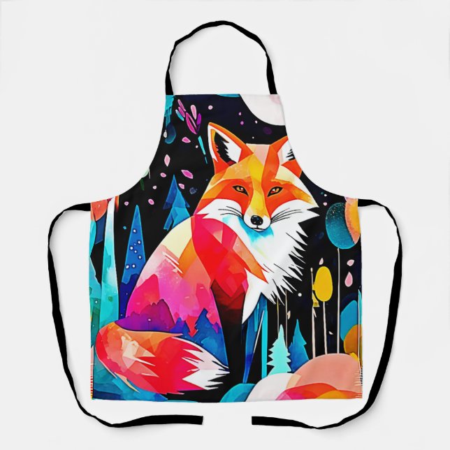 Farbenfrohe Fox Abstrakt Art Schürze (Vorderseite)