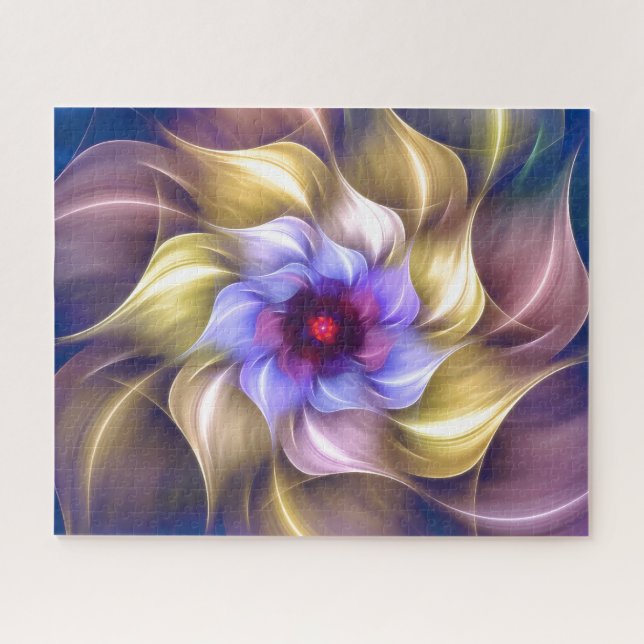 Farbenfrohe Fraktal-Blume Puzzle (Horizontal)
