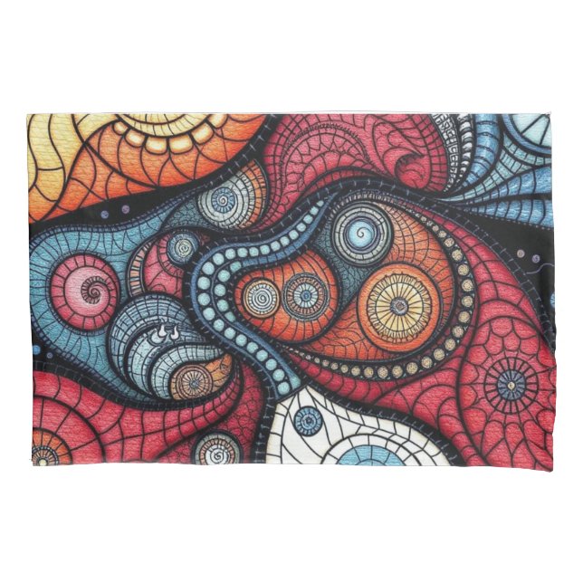 Farbenfrohe Fraktal Spirituosen Kissenbezug (Vorderseite-Links)