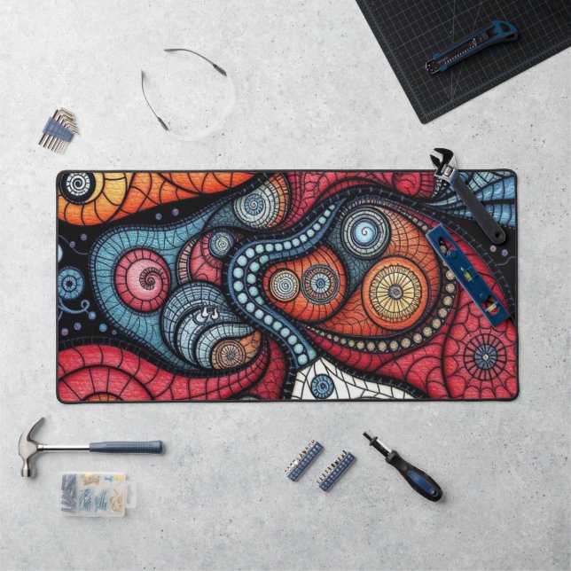 Farbenfrohe Fraktal Spirituosen Schreibtischunterlage (Arbeitsplatz)