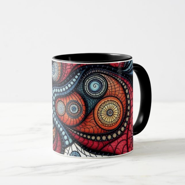 Farbenfrohe Fraktal Spirituosen Tasse (VorderseiteRechts)
