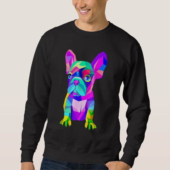 Farbenfrohe französische Bull Dog Vater Mama Boy G Sweatshirt (Vorderseite)