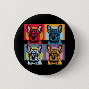 Farbenfrohe französische Bulldog-Pop Art Design fü Button