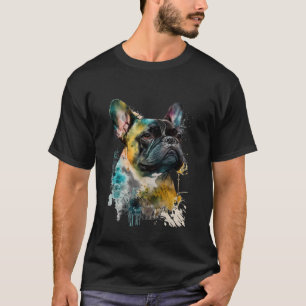 Farbenfrohe französische Bulldogge Vater Mama Boy T-Shirt