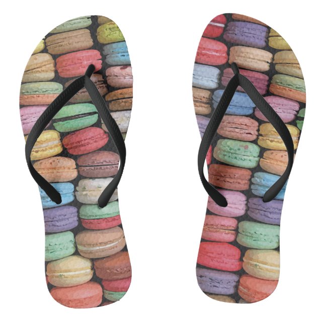 Farbenfrohe französische Macaron-Muster Flip Flops (Fußbett)