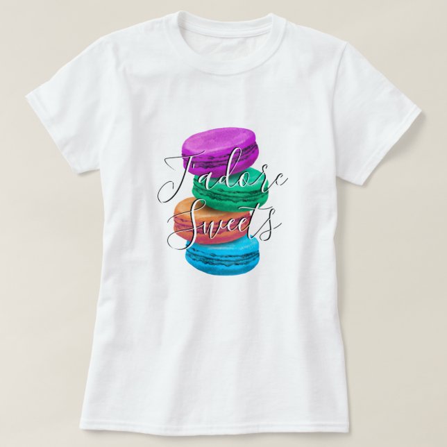 Farbenfrohe französische Macarons illustrieren Shi T-Shirt (Design vorne)