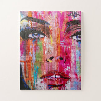 Farbenfrohe Frau im Gesicht Graffiti Art Puzzle