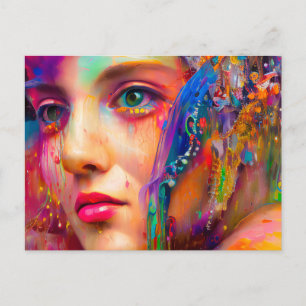 Farbenfrohe Frau Postkarte