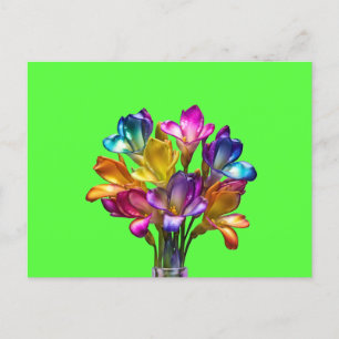 Farbenfrohe Freesia Floral Bouquet Postkarte