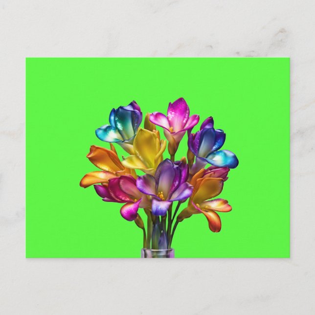 Farbenfrohe Freesia Floral Bouquet Postkarte (Vorderseite)