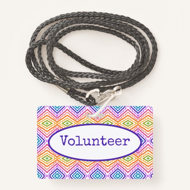 Farbenfrohe Freiwillige Ausweis (Vorderseite mit Schlüsselband)