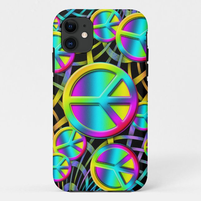 Farbenfrohe FRIEDEN - Blume Power Design Case-Mate iPhone Hülle (Rückseite)