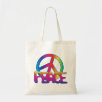 Farbenfrohe Friedenssymbol Tote Tasche