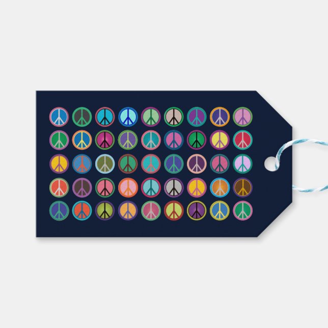 Farbenfrohe Friedenssymbole Geschenkanhänger (Vorderseite (Horizontal))