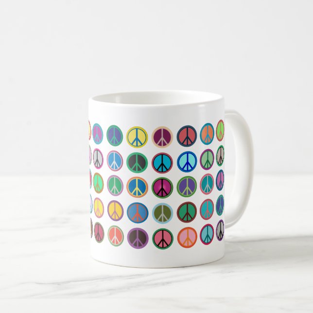 Farbenfrohe Friedenssymbole Kaffeetasse (VorderseiteRechts)