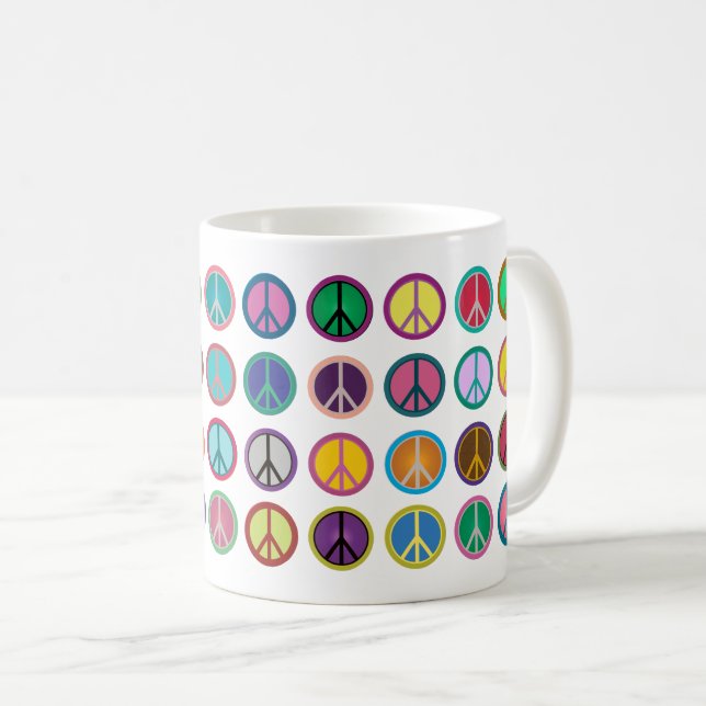 Farbenfrohe Friedenssymbole Kaffeetasse (VorderseiteRechts)