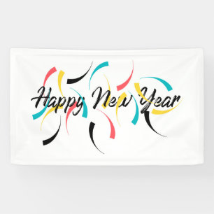 Farbenfrohe, fröhliche Gestaltung von "Happy New Y Banner