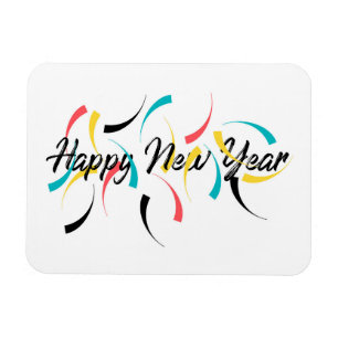Farbenfrohe, fröhliche Gestaltung von "Happy New Y Magnet