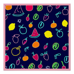 Farbenfrohe Frucht Fantasia Design Poster
