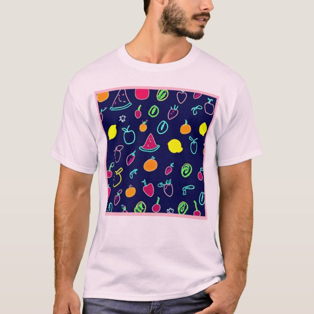 Farbenfrohe Frucht Fantasia Design T-Shirt (Vorderseite)