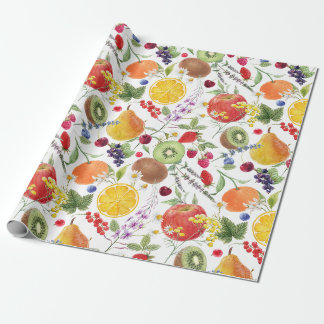 Farbenfrohe Frucht und Kräutermuster Geschenkpapier