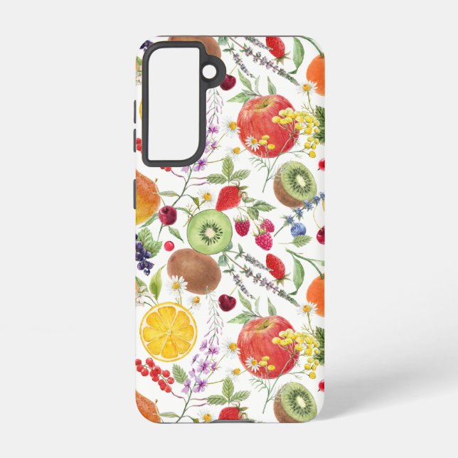 Farbenfrohe Frucht und Kräutermuster Samsung Galaxy Hülle (Rückseite)