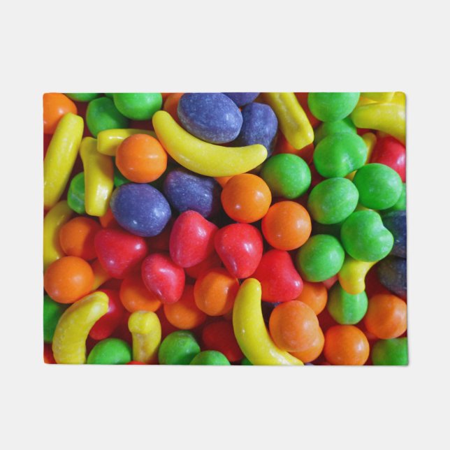 Farbenfrohe Früchte in Form von Süßigkeiten Fußmatte (Vorderseite)