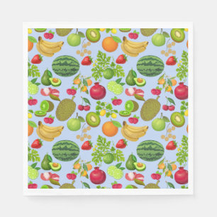 Farbenfrohe Früchte Muster 01.b Blau BG Serviette