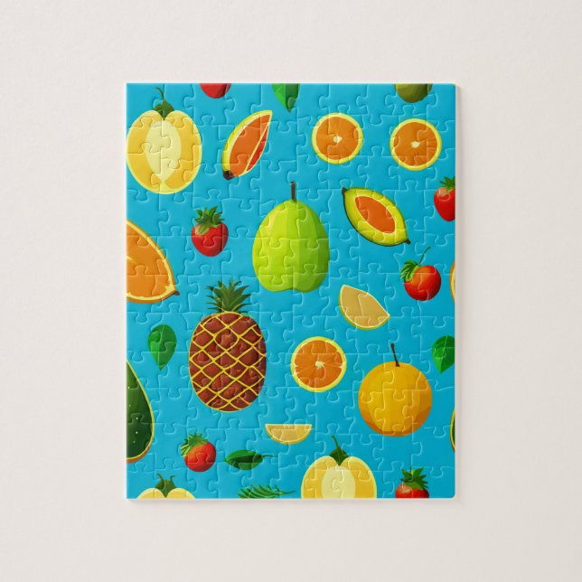 Farbenfrohe Früchte und grüne Blätter Puzzle (Vertikal)