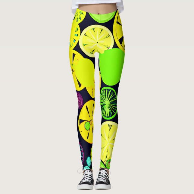 Farbenfrohe Fruchtigkeit Lebensgefühl Muster Leggings (Vorderseite)