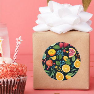 Farbenfrohe Fruchtmuster Runder Aufkleber